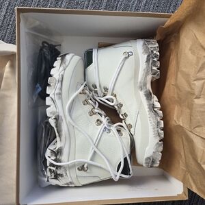 Reese Cooper Leather White/Green Wilson Hiking Boots Vibram Soles